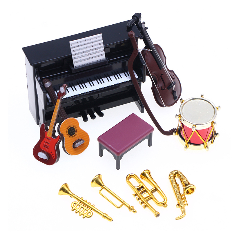 Musical Instrument Like Piano - Klassisches Miniatur-Musikinstrumentenset im Maßstab 1:12, Klavier,