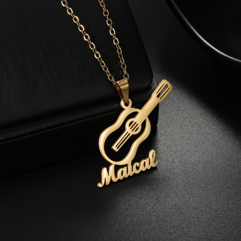 Musical Instrument With Names - Neue personalisierte Namens-Musikinstrument-Anhänger-Halskette aus Edelstahl, personalisierte