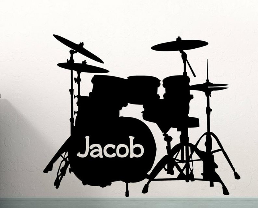 Musical Instrument With Names - Drum Set Wand Aufkleber Custom Name